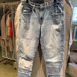 Women's AG patch style "boyfriend" jeans.